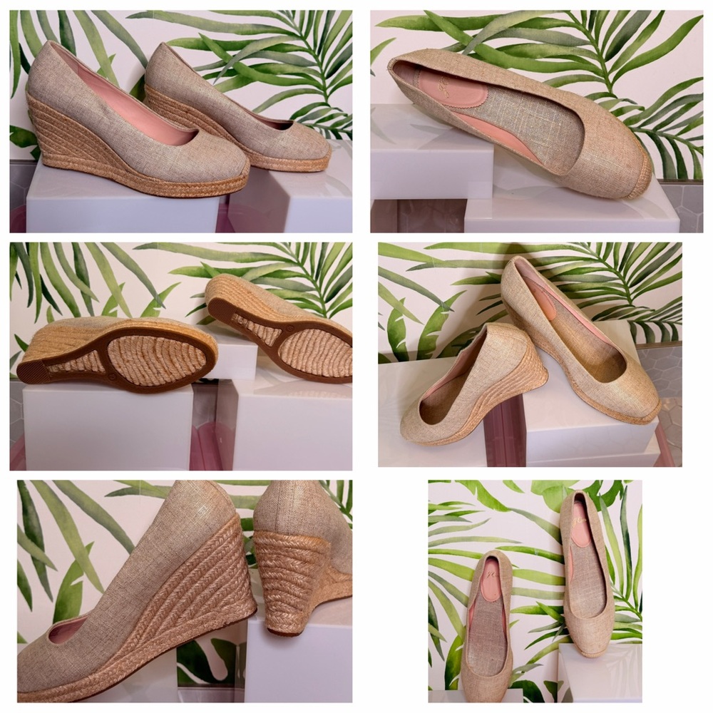 J.Crew Espadrille Wedges | Champagne Metallic Linen | Size 9.5 (RUNS LARGE)| NEW